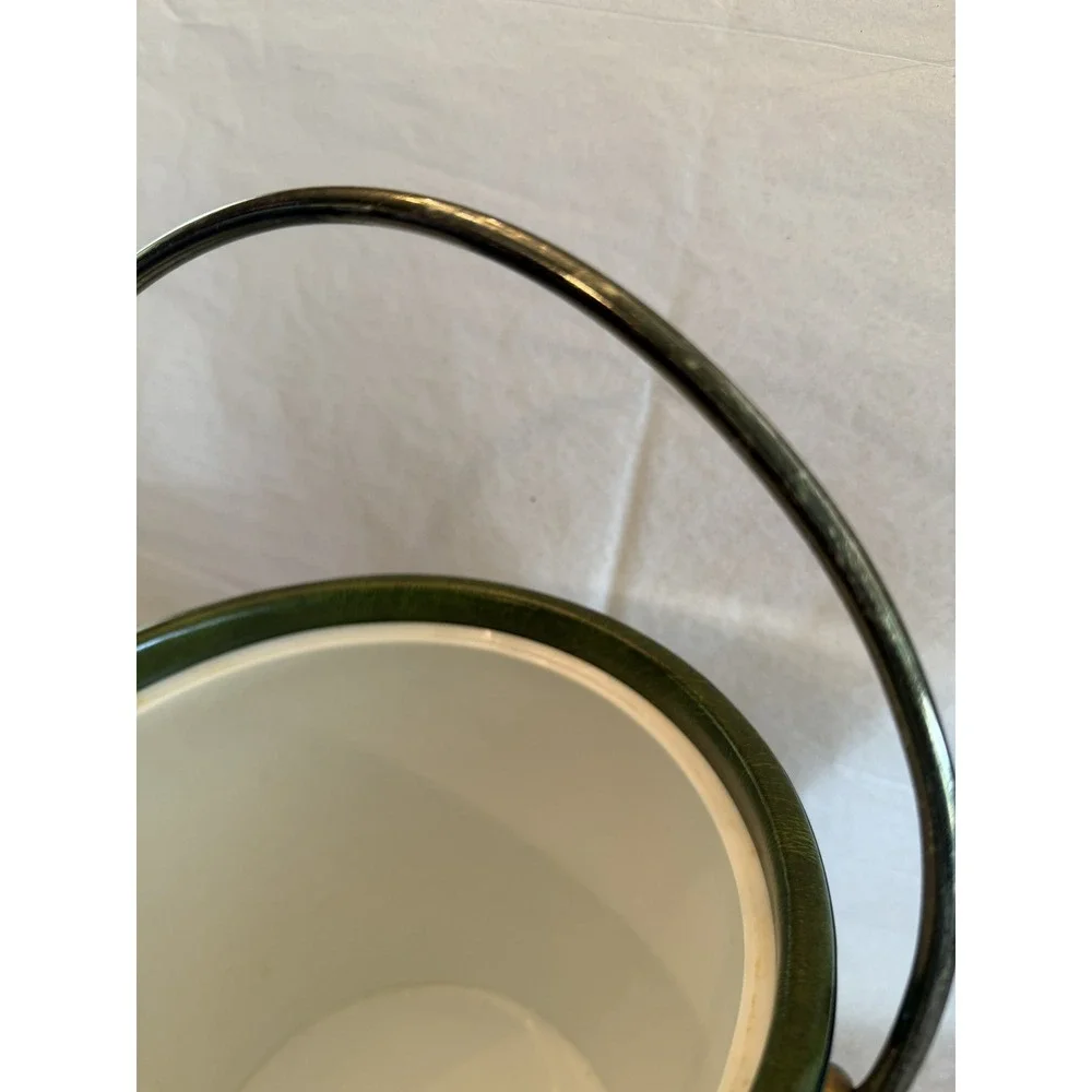Vintage MCM Olive Green Leather Like Ice Bucket